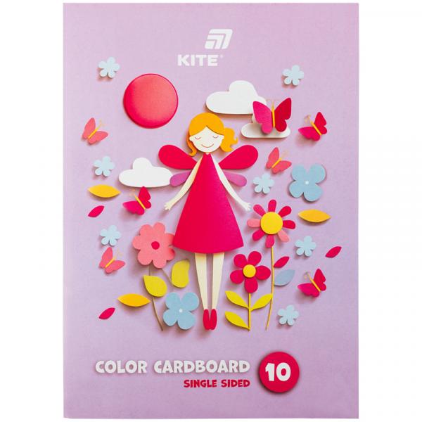 Картон кольоровий одностор. А4 (10арк/ 10кол), папка, Kite