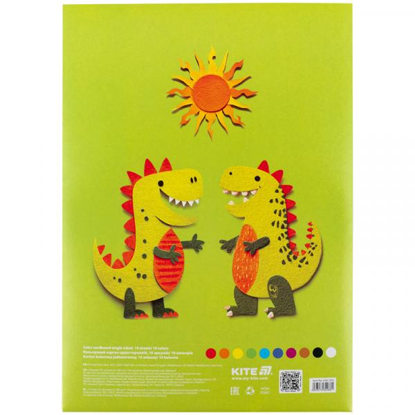 Картон кольоровий одностор. А4 (10арк/ 10кол), папка, Kite