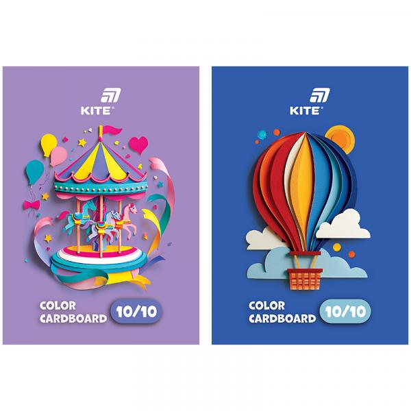 Картон кольоровий одностор. А5 (10арк/ 10кол), слайдер, Kite
