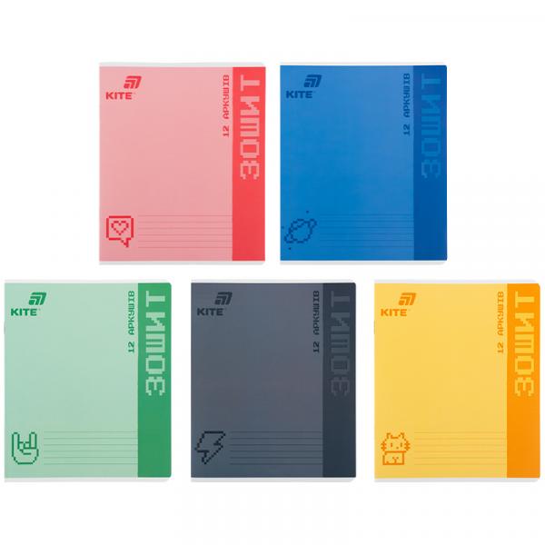Зошит 12 арк., кл., УФ лак об'ємний, Kite One color