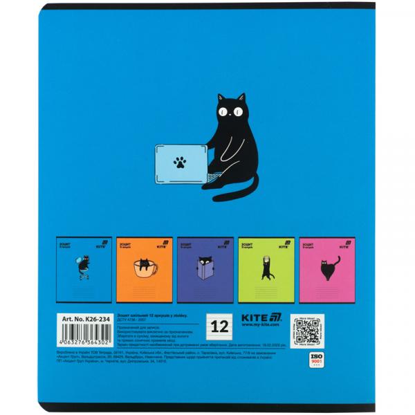 Зошит 12 арк., лін., софт тач + УФ лак об'ємний, Kite OC