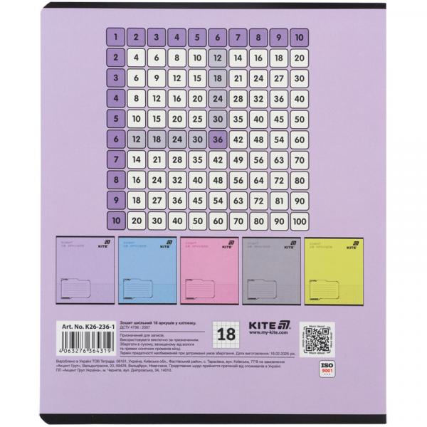 Зошит 18 арк., кл., софт тач + УФ лак, Kite One color
