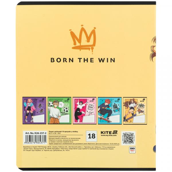 Зошит 18 арк., лін., гібр. лак + УФ лак, Kite