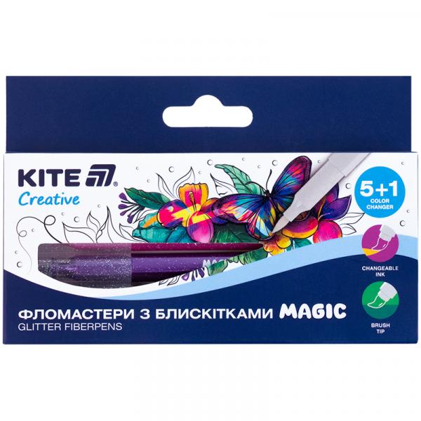 Фломастери з блискітками Magic, набір 5+1, Kite Creative