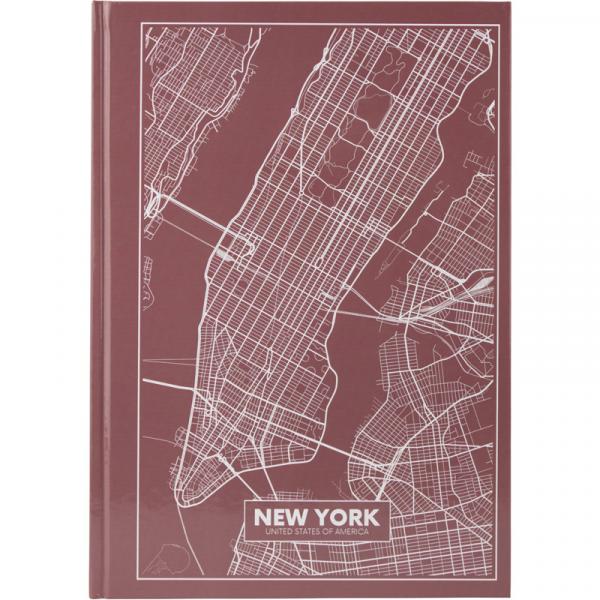 Книга записна А4 Maps New York, 96арк., кліт., рожево-корич.