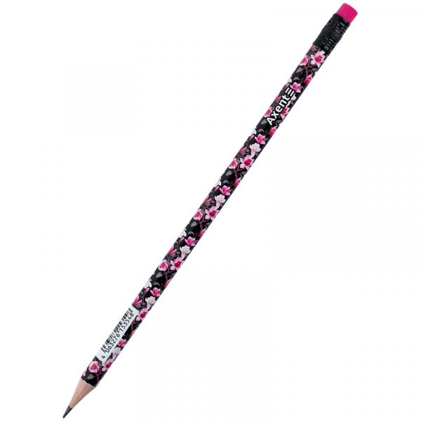 Олівець графітний Axent 9009, HB, туба, Floral Black