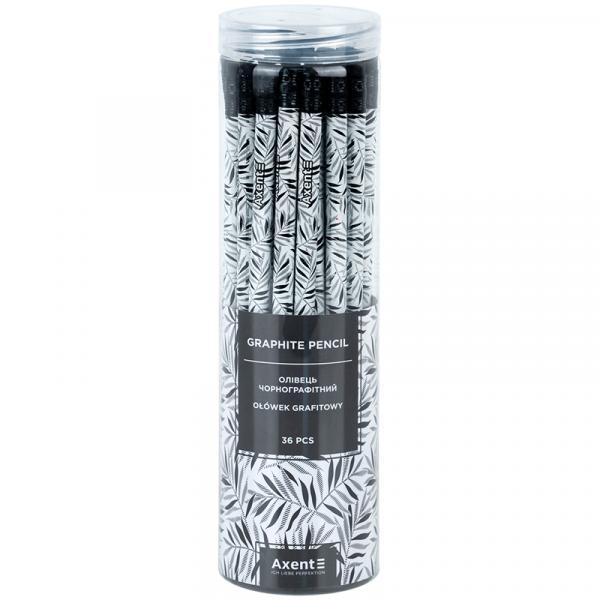 Олівець графітний Axent 9009, HB, туба, Black Leaves