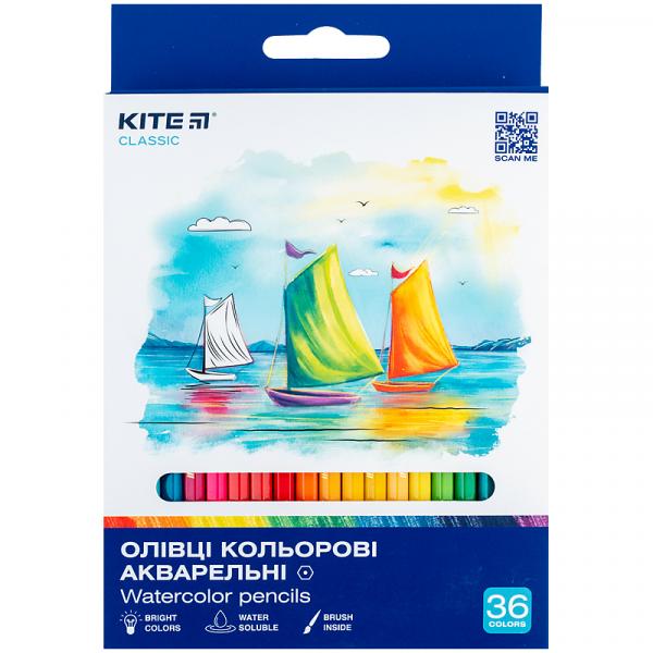 Олівці кольорові акварельні, 36 шт. Kite Classic