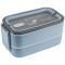 Ланчбокс подвійний з наповненням 1400 мл, синій